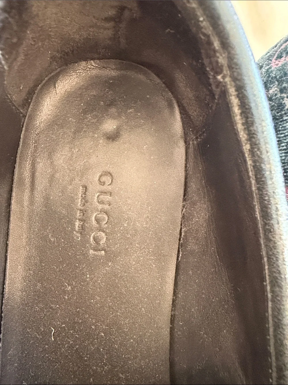 Blue Velvet Kids Loafers with Pink Monogram Detailing